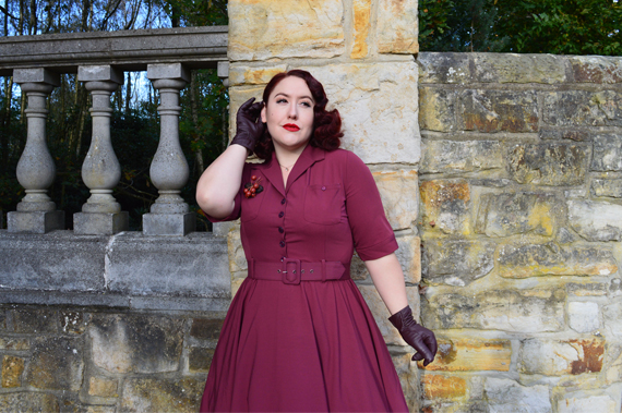 Collectif Clothing burgundy Zoe dress Lulu Hun Diana Crocodile heels