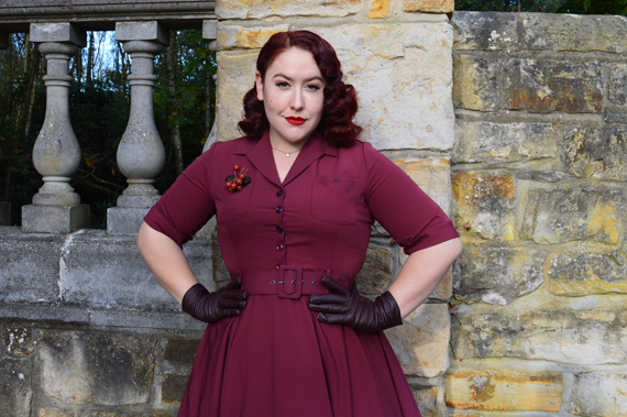 Collectif Clothing burgundy Zoe dress Lulu Hun Diana Crocodile heels