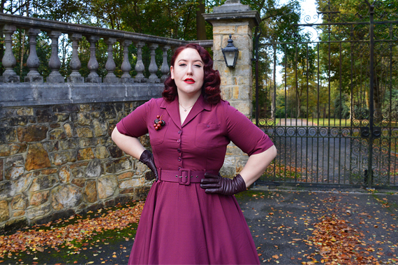 Collectif Clothing burgundy Zoe dress Lulu Hun Diana Crocodile heels
