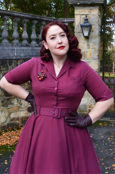 Collectif Clothing burgundy Zoe dress Lulu Hun Diana Crocodile heels