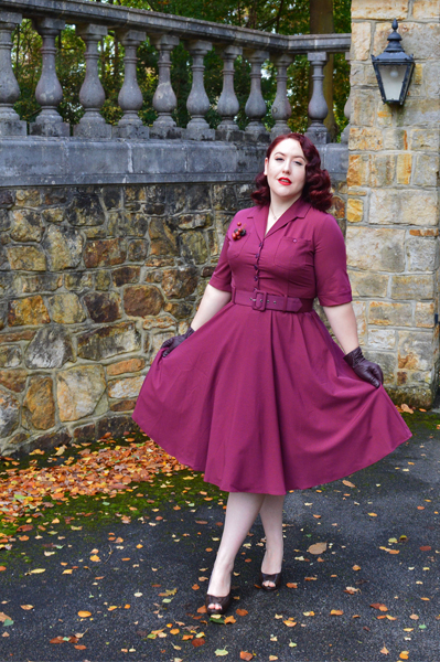 Collectif Clothing burgundy Zoe dress Lulu Hun Diana Crocodile heels