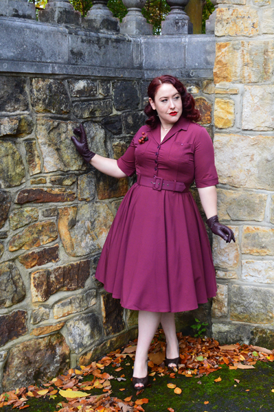Collectif Clothing burgundy Zoe dress Lulu Hun Diana Crocodile heels