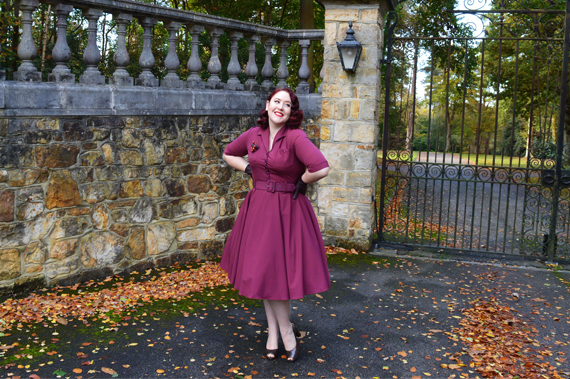 Collectif Clothing burgundy Zoe dress Lulu Hun Diana Crocodile heels