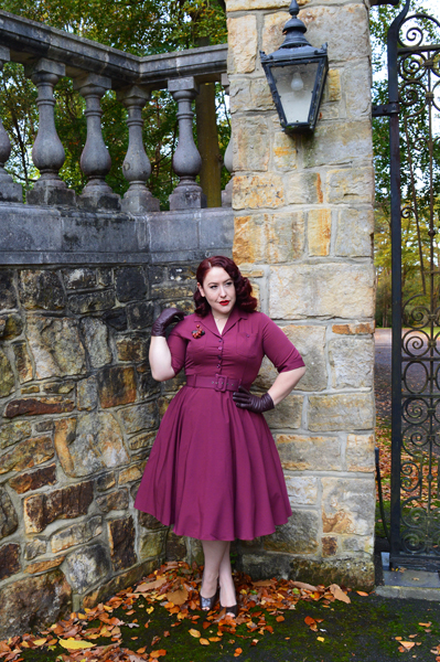 Collectif Clothing burgundy Zoe dress Lulu Hun Diana Crocodile heels
