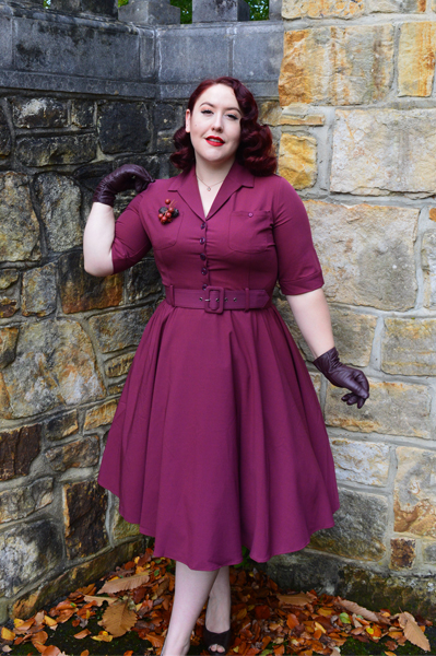 Collectif Clothing burgundy Zoe dress Lulu Hun Diana Crocodile heels