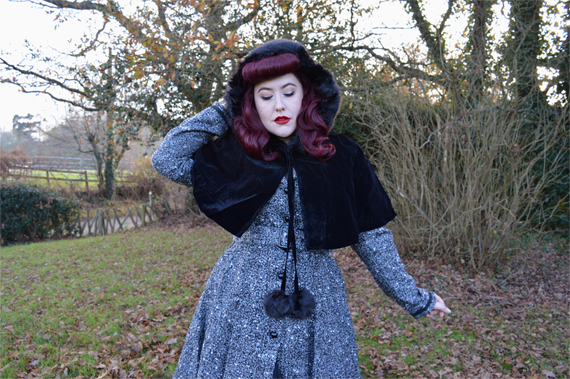 Collectif Riley coat Paige Hooded velvet cape