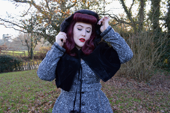 Collectif Riley coat Paige Hooded velvet cape