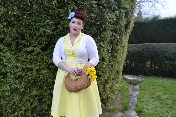 Lindy Bop Matilda Lemon Yellow Cotton Shirt dress 