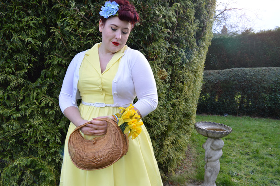 Lindy Bop Matilda Lemon Yellow Cotton Shirt dress 