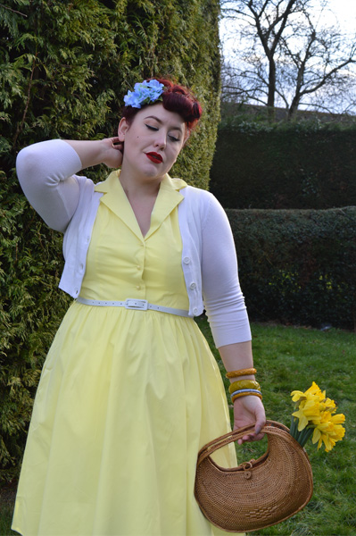 Lindy Bop Matilda Lemon Yellow Cotton Shirt dress 