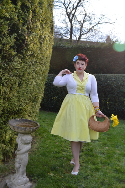 Lindy Bop Matilda Lemon Yellow Cotton Shirt dress 