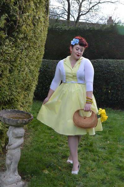 Lindy Bop Matilda Lemon Yellow Cotton Shirt dress 