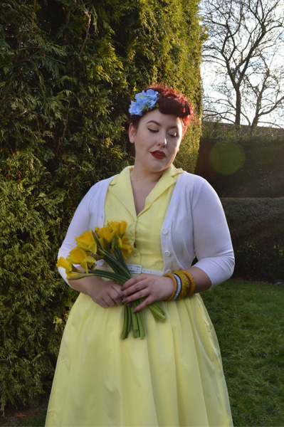 Lindy Bop Matilda Lemon Yellow Cotton Shirt dress 