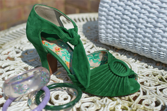 Miss L Fire Suede green Loretta peeptoe heel sandals Miss Amy May