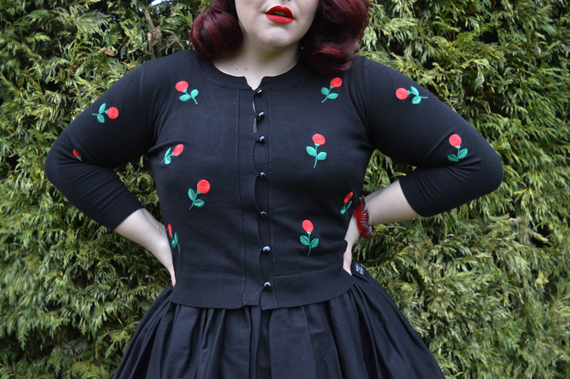 Voodoo Vixen Curve plus size Rose Applique embroidered Cardigan Miss Amy May