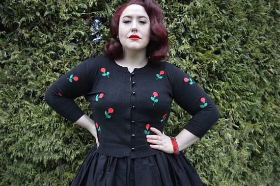 Voodoo Vixen Curve plus size Rose Applique embroidered Cardigan Miss Amy May