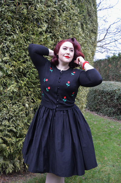 Voodoo Vixen Curve plus size Rose Applique embroidered Cardigan Miss Amy May