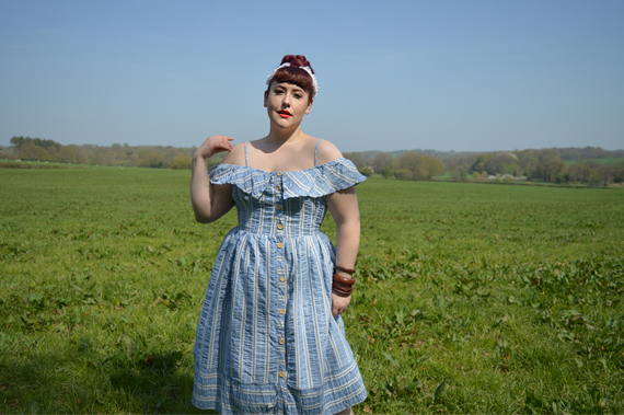 Harriet bardot stripe sun dress blue Joanie Clothing plus size Miss Amy May