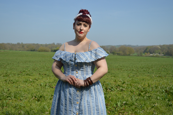 Harriet bardot stripe sun dress blue Joanie Clothing plus size Miss Amy May