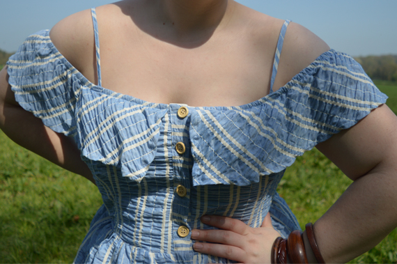 Harriet bardot stripe sun dress blue Joanie Clothing plus size Miss Amy May