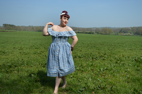 Harriet bardot stripe sun dress blue Joanie Clothing plus size Miss Amy May