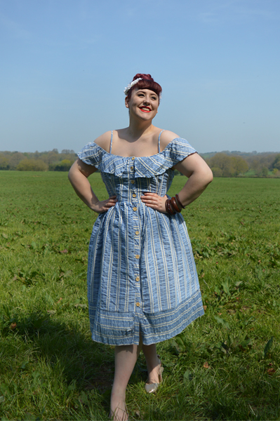 Harriet bardot stripe sun dress blue Joanie Clothing plus size Miss Amy May