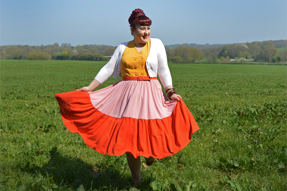 Miss Candyfloss Lorena Sun colour block dress Miss Amy May