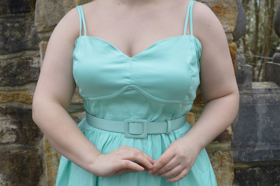 Unique Vintage 1940s Style Mint Brushed Cotton Luna Swing Dress & Mesh Capelet plus size Miss Amy May