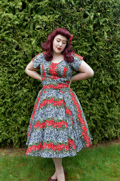 knee length dresses for ladies The Dovima Swing Dress in Navy – Vintage Diva main image 1
