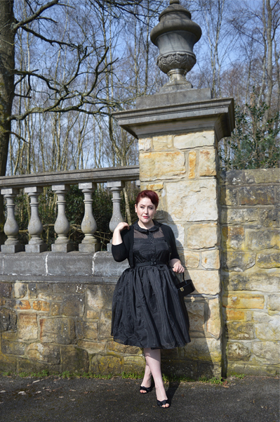 Unique Vintage Black sheer organza overlay Georgia swing dress plus size Miss Amy May