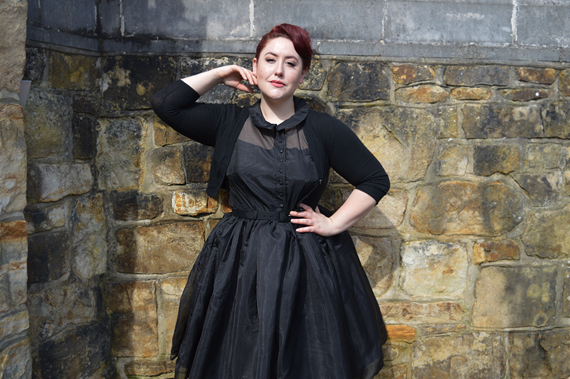 Unique Vintage Black sheer organza overlay Georgia swing dress plus size Miss Amy May