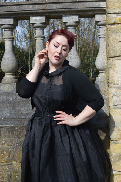 Unique Vintage Black sheer organza overlay Georgia swing dress plus size Miss Amy May