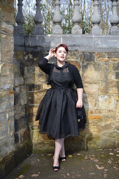 Unique Vintage Black sheer organza overlay Georgia swing dress plus size Miss Amy May
