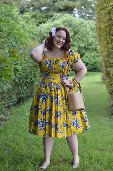 Doll Me Up Yellow floral Peachy Keen Peasant dress plus size Miss Amy May