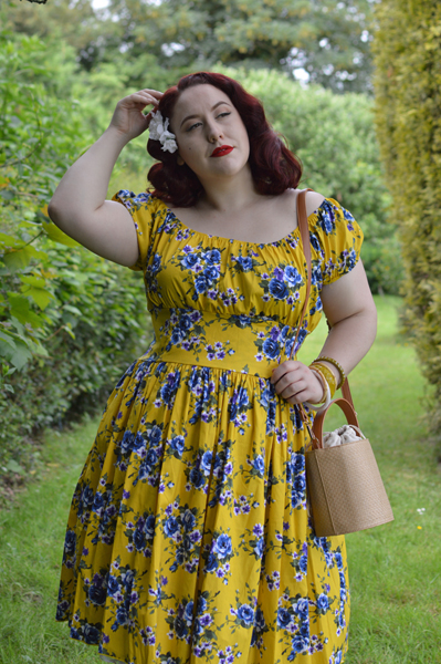Doll Me Up Yellow floral Peachy Keen Peasant dress plus size Miss Amy May