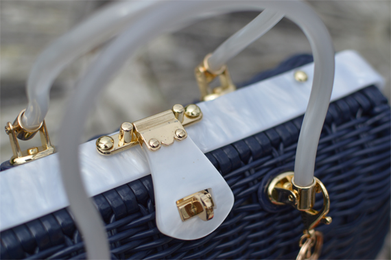 Hell Bunny Reproduction Wicker straw style Honey Ryder Handbag navy blue white Miss Amy May Discount Code AMYMAY20!%