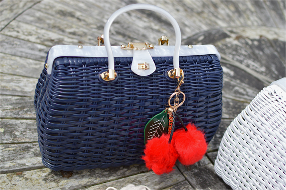 Hell Bunny Reproduction Wicker straw style Honey Ryder Handbag navy blue white Miss Amy May Discount Code AMYMAY20!%