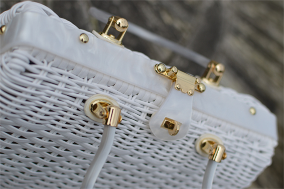 Hell Bunny Reproduction Wicker straw style Honey Ryder Handbag navy blue white Miss Amy May Discount Code AMYMAY20!%