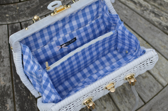 Hell Bunny Reproduction Wicker straw style Honey Ryder Handbag navy blue white Miss Amy May Discount Code AMYMAY20!%