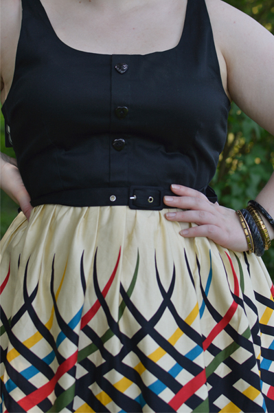 Voodoo Vixen Plus Size Curve Jean border print flared dress Miss Amy May