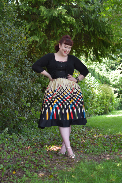 Voodoo Vixen Plus Size Curve Jean border print flared dress Miss Amy May