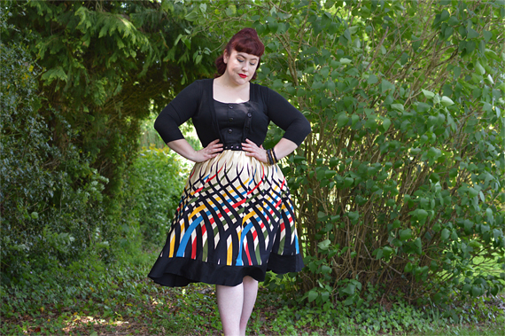 Voodoo Vixen Plus Size Curve Jean border print flared dress Miss Amy May