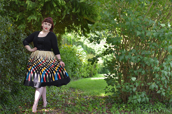 Voodoo Vixen Plus Size Curve Jean border print flared dress Miss Amy May