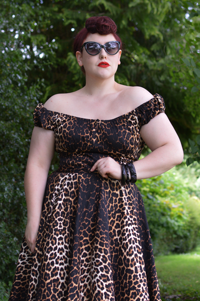 Hell Bunny Panthera 50s leopard swing skirt Uma leopard peasant top Miss Amy May plus size discount code AMYMAY20!%