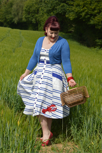 Collectif Sandrine Lobster Stripe dress nautical Miss Amy May plus size pinup