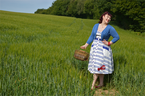Collectif Sandrine Lobster Stripe dress nautical Miss Amy May plus size pinup