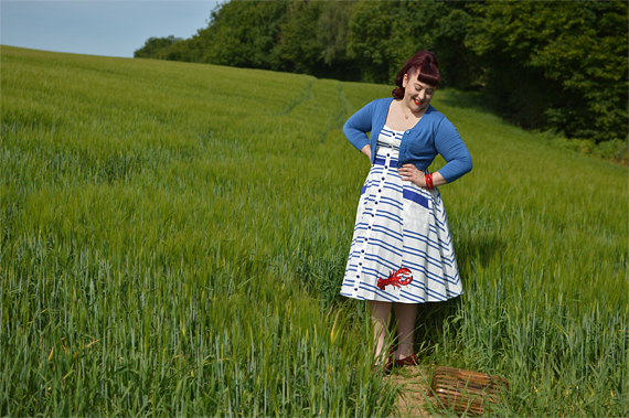Collectif Sandrine Lobster Stripe dress nautical Miss Amy May plus size pinup