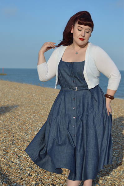 eShakti cotton chambray belted shirt dress referral code AMYHARMAN Miss Amy May plus size custom 