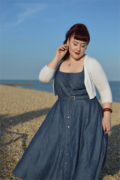 eShakti cotton chambray belted shirt dress referral code AMYHARMAN Miss Amy May plus size custom 