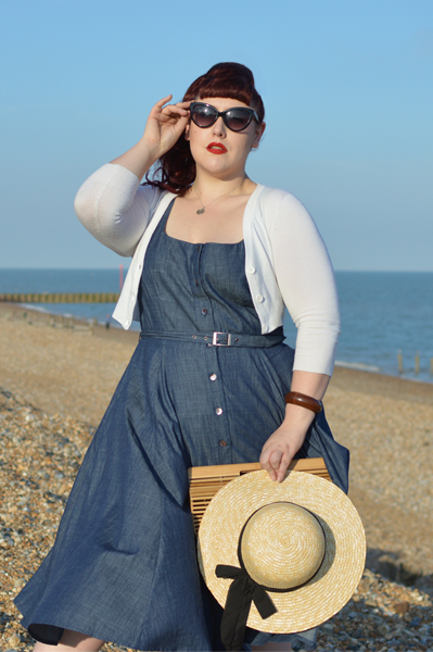 eShakti cotton chambray belted shirt dress referral code AMYHARMAN Miss Amy May plus size custom 